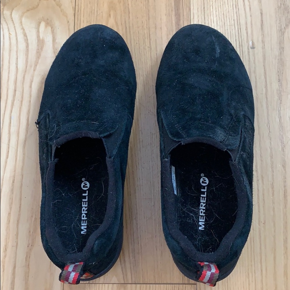 Black Suede Merrell Jungle Moc Kids 4M Shoes